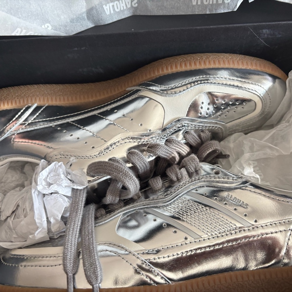 ALOHAS Silver Women's Sneakers with Brown Sole - Picture 9 of 9